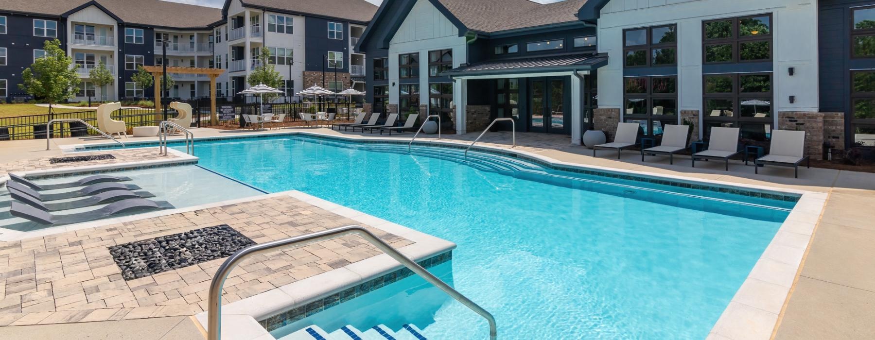 a swimming pool in a backyard