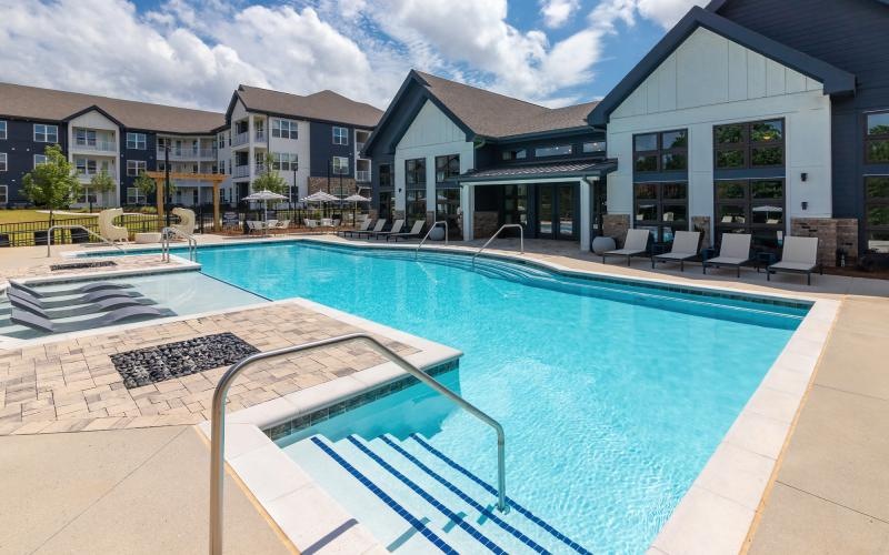 a swimming pool in a backyard