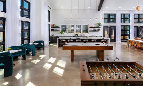 game room with billiards and foosball